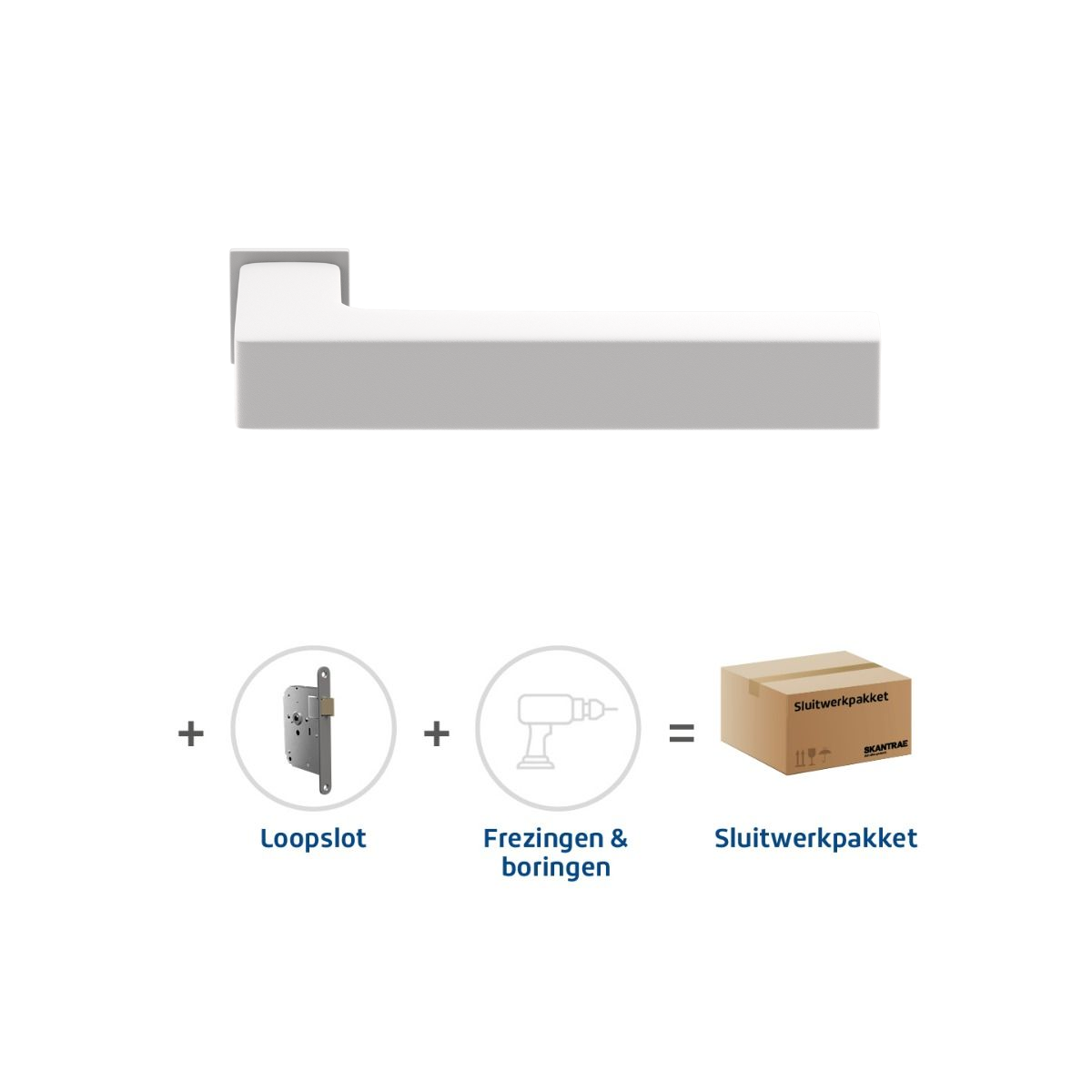Sluitwerkpakketten met Deurkruk Squared 20 Minimal Wit